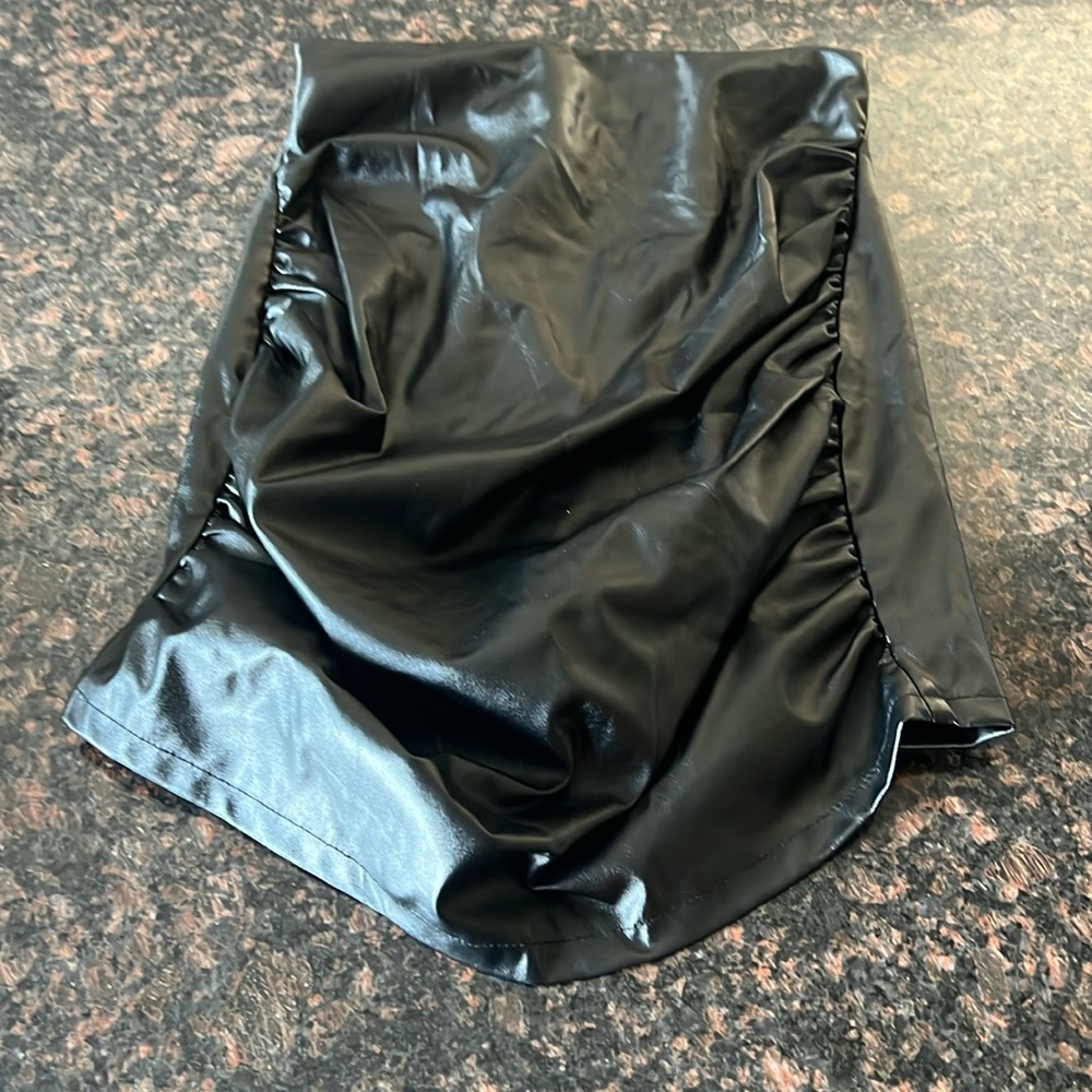 Shein leather type strapless top. Size small